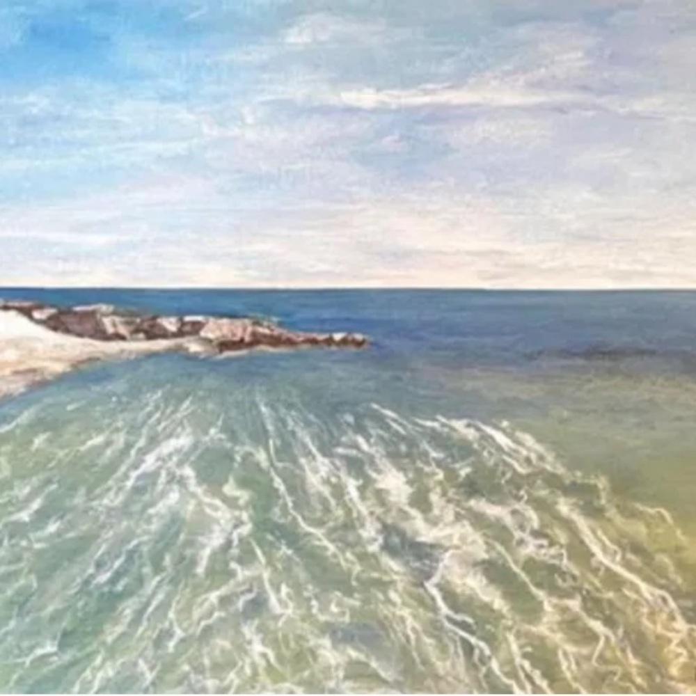 "Rippling Waters of Hartwell Beach" Hand Painted in Acrylic on a 22 X 27 Canvas